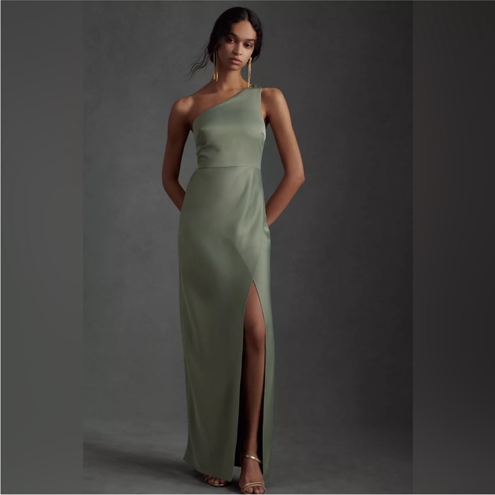BHLDN One-Shoulder Olive Green Wedding Dress